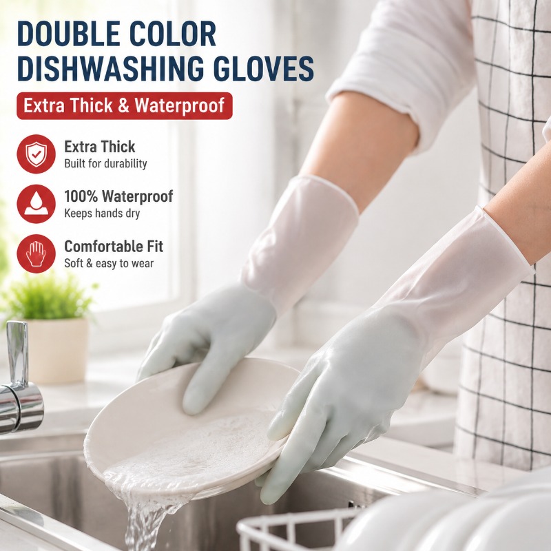 Dish Glove Rubber - Guantes de PVC de Doble Color