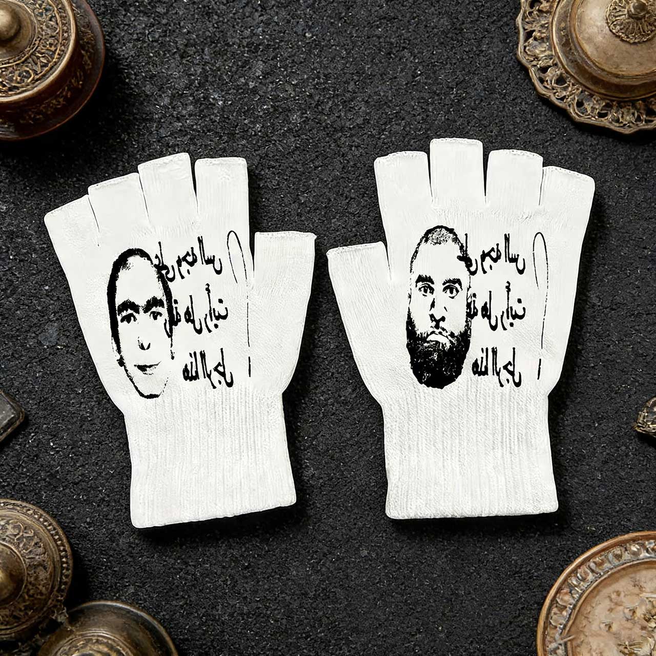 Fingerless Glove Knit - Guantes sin dedos con estampado retro